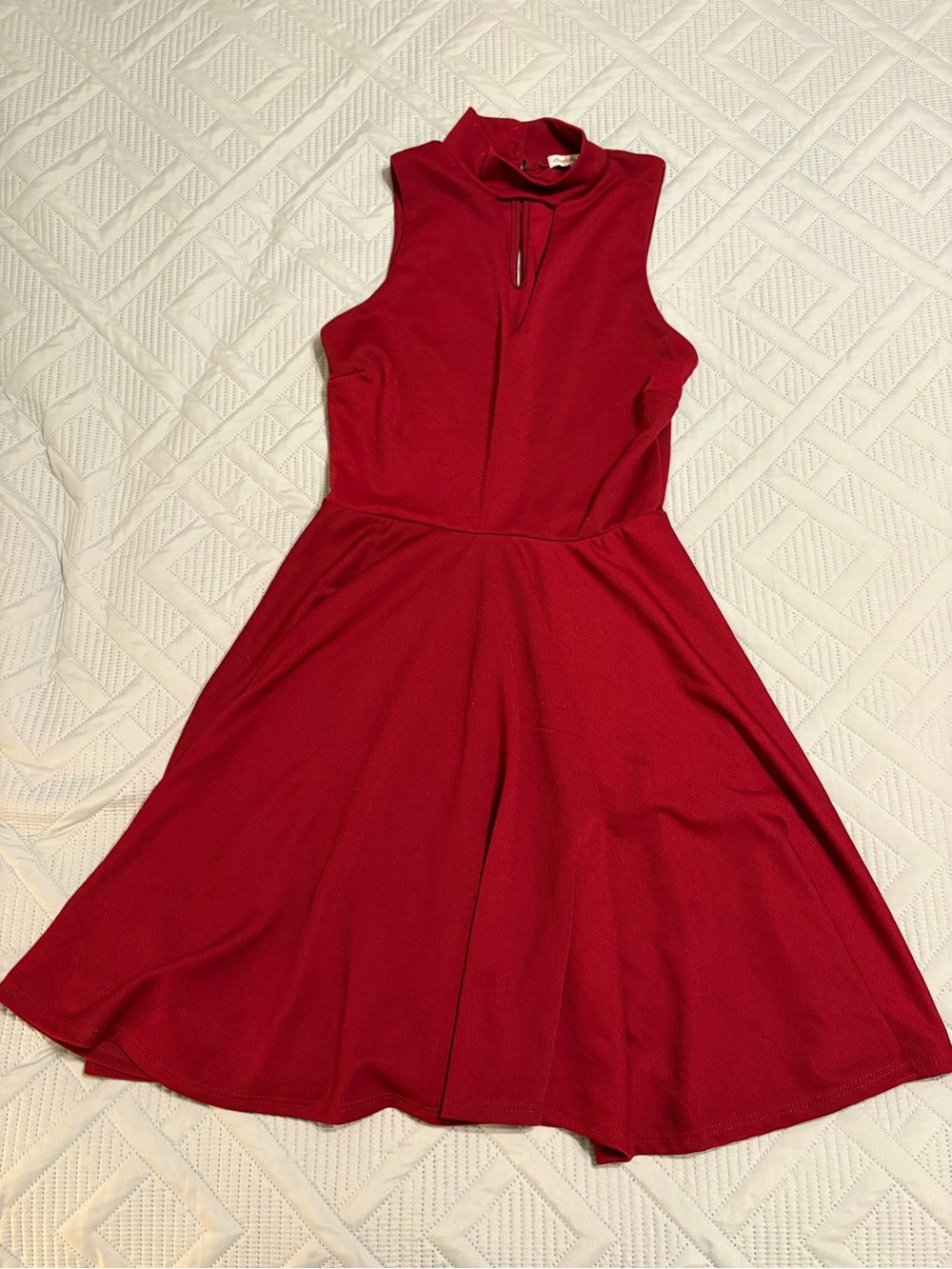 Charlotte Russe Women’s Red High Neck Skater Dress Fit & Flare Skirt Size Small
